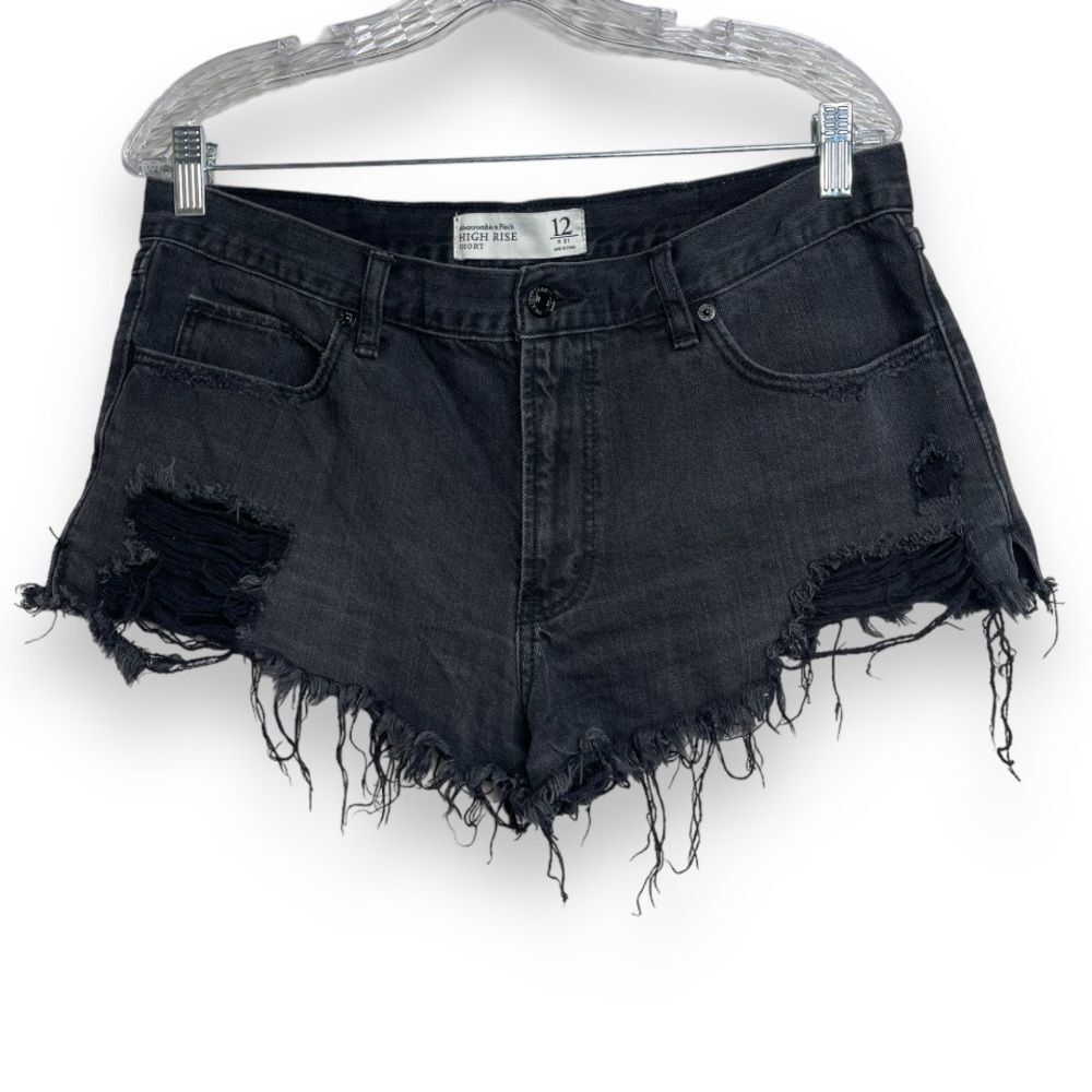 Abercrombie & Fitch High Rise Shorts Size 12 Black Wash Denim